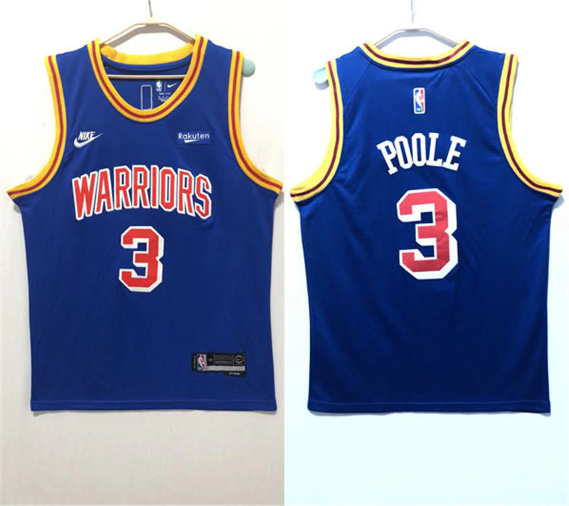 Warriors 3 Jordan Poole Blue 2022 New Nike Swingman Jersey