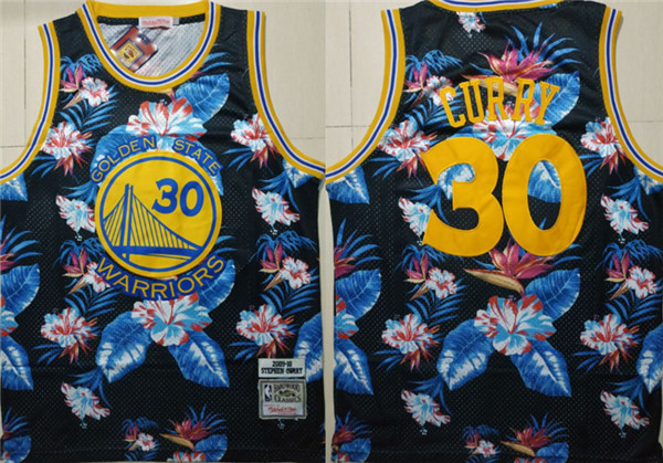 Warriors 30 Stephen Curry Black 2009 10 Hardwood Classics Floral Fashion Swingman Jersey