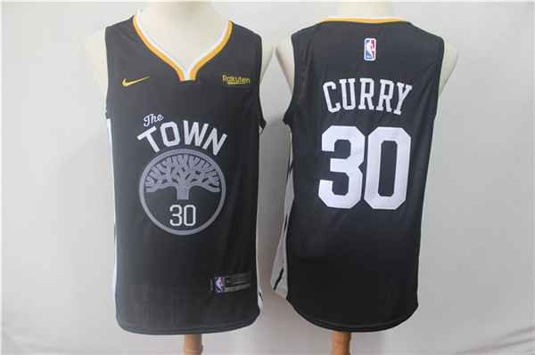 Warriors 30 Stephen Curry Black 2018 19 Earned Edition Nike Swingman Jersey