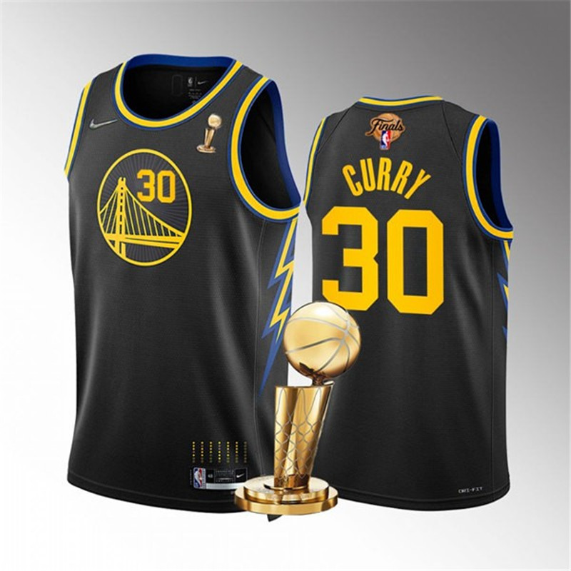 Warriors 30 Stephen Curry Black Nike 2022 Finals Champions Swingman Jersey