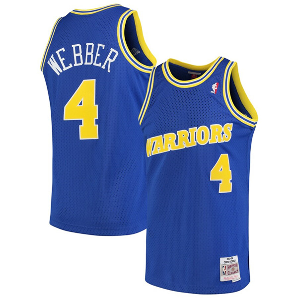 Warriors 4 Chris Webber Blue 1990 94 Hardwood Classics Mesh Jersey