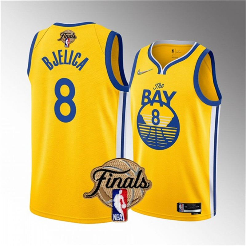 Warriors 8 Nemanja Bjelica Yellow 2022 NBA Finals Nike Swingman Jersey