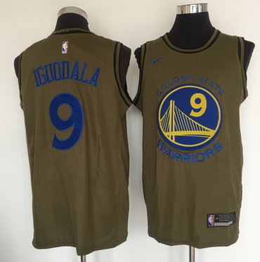 Warriors 9 Andre Iguodala Olive  Swingman Jersey