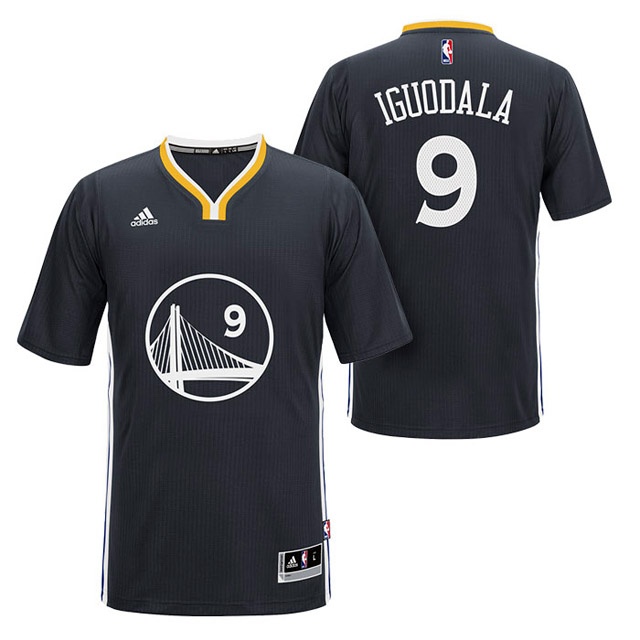 Golden State Warriors #9 Andre Iguodala 2014 15 New Swingman Black Jersey With Sleeves