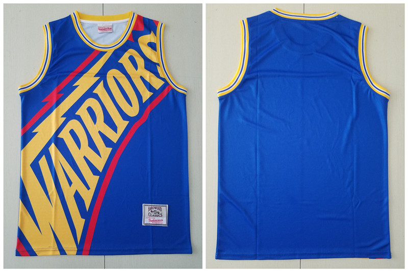 Warriors Big Face Blue Hardwood Classics Swingman Jersey