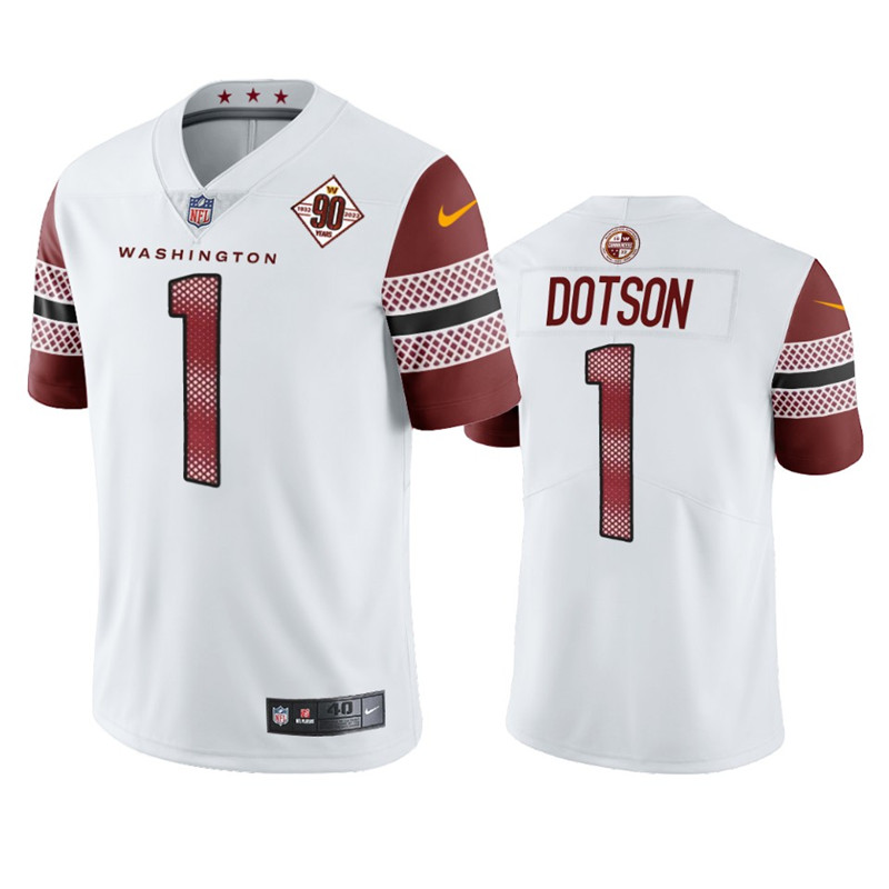 Washington Commanders 1 Jahan Dotson White 90th Anniversary Vapor Limited Jersey