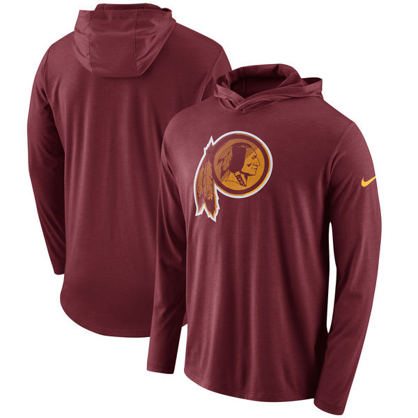 Washington Redskins  Blend Performance Hooded Long Sleeve T Shirt Burgundy