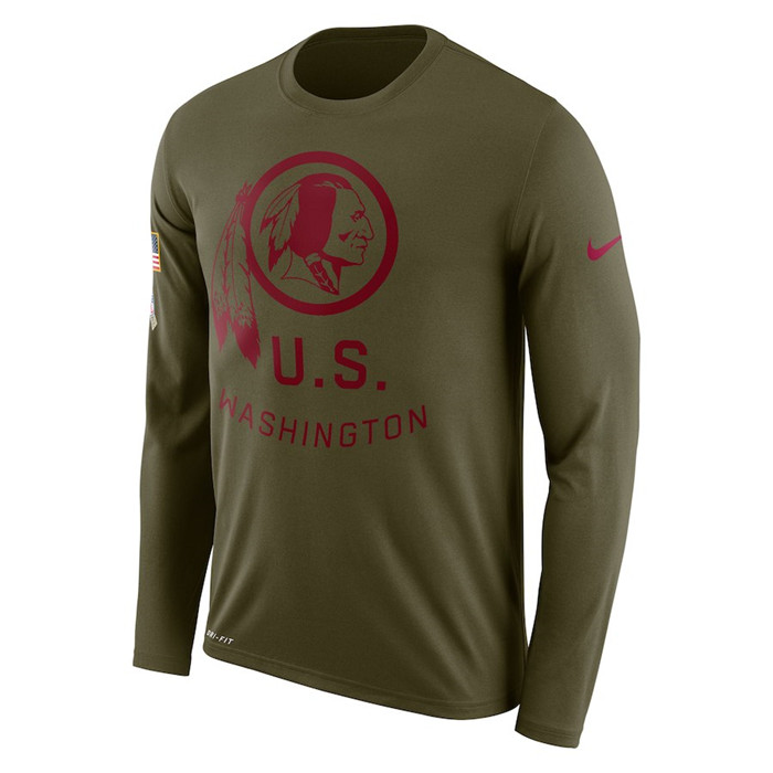 Washington Redskins  Salute to Service Sideline Legend Performance Long Sleeve T Shirt Olive