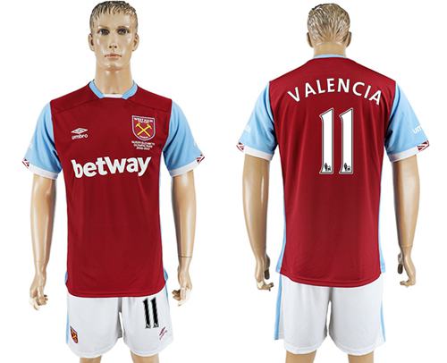 West Ham United 11 Valencia Home Soccer Club Jersey