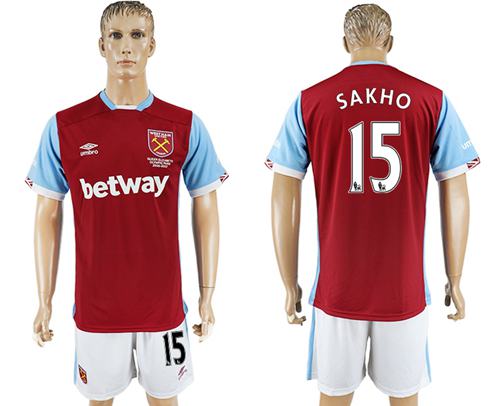 West Ham United 15 Sakho Home Soccer Club Jersey