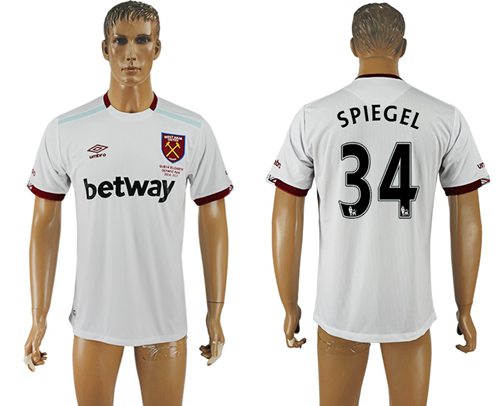 West Ham United 34 Spiegel Away Soccer Club Jersey