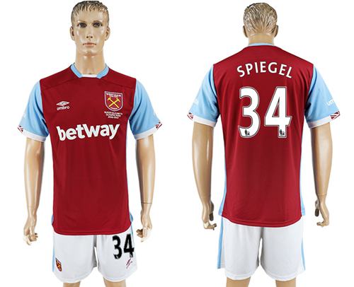 West Ham United 34 Spiegel Home Soccer Club Jersey