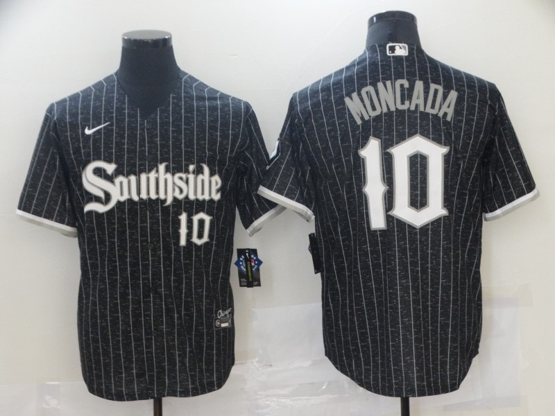 White Sox 10 Yoan Moncada Black 2021 City Connect Cool Base Jersey