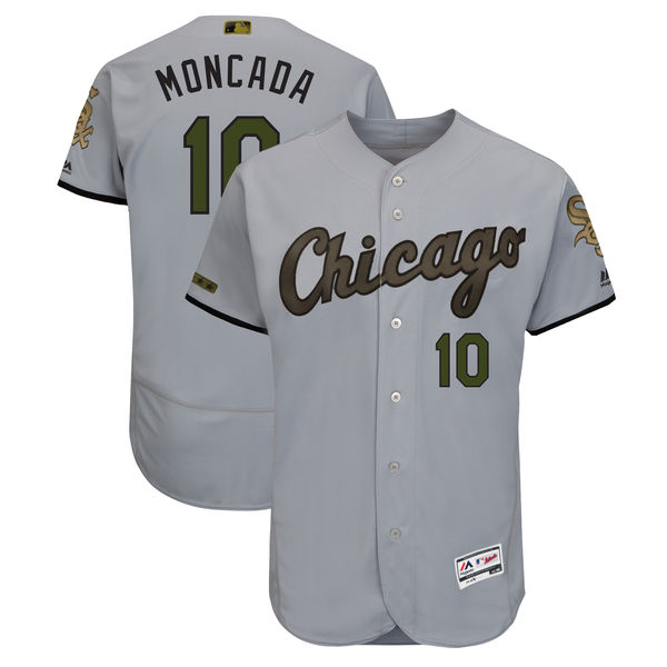 White Sox 10 Yoan Moncada Gray 2018 Memorial Day Flexbase Jersey