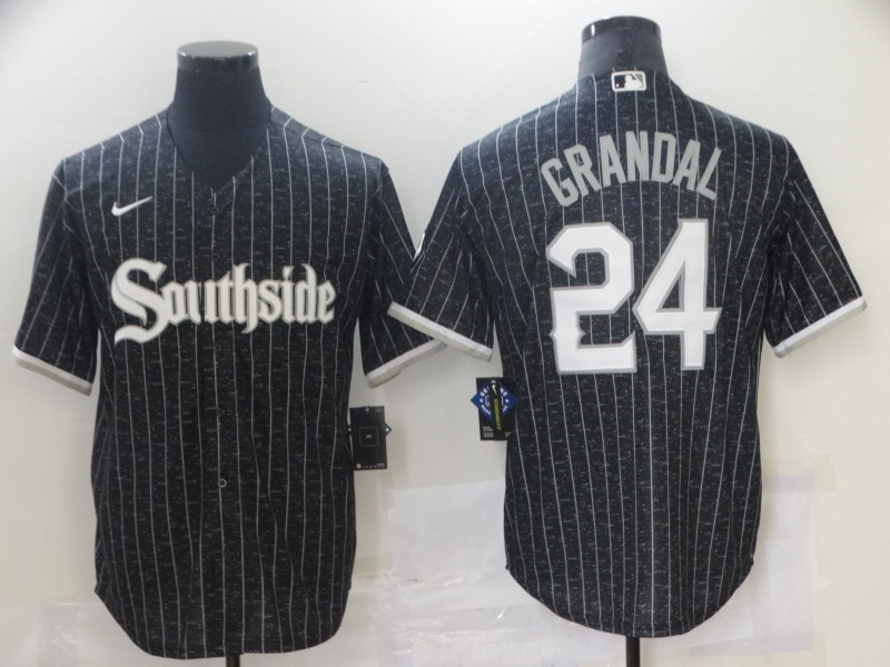 White Sox 24 Yasmani Grandal Black 2021 City Connect Cool Base Jersey