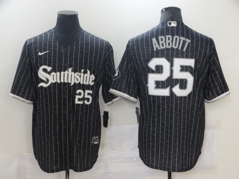 White Sox 25 Jeff Abbott Black 2021 City Connect Cool Base Jersey