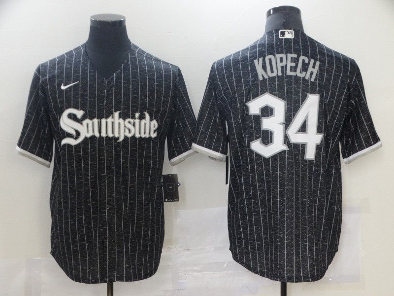 White Sox 34 Michael Kopech Black 2021 City Connect Cool Base Jersey