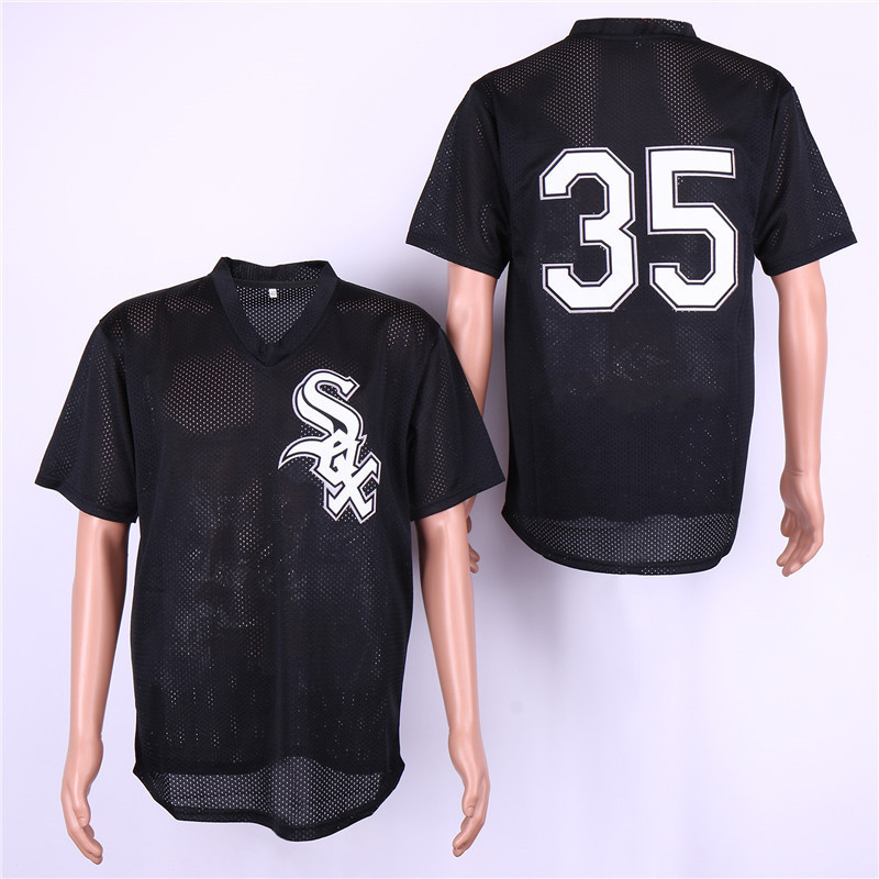 White Sox 35 Frank Thomas Black Mesh Jersey