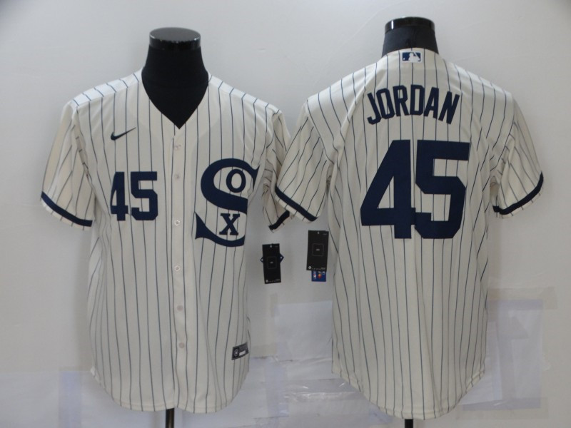 White Sox 45 Jordan Cream Nike 2021 Field Of Dreams Cool Base Jerseys