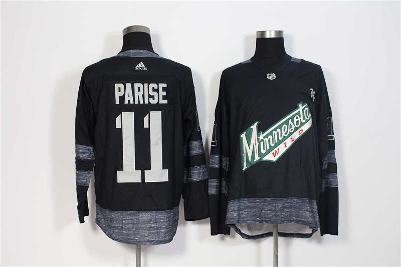 Wild 11 Zach Parise Black 1917 2017 100th Anniversary  Jersey