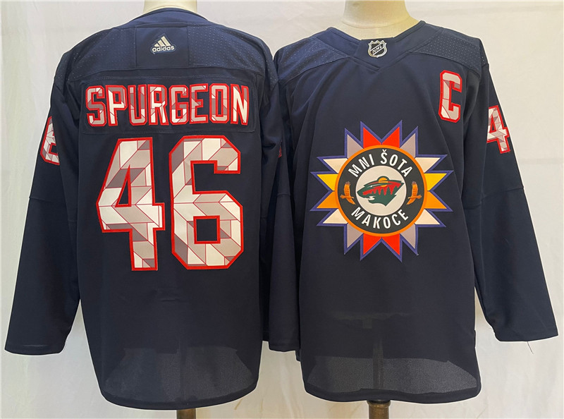 Wild 46 Jared Spurgeon Navy 2022 Adidas Jersey