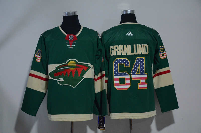 Wild 64 Mikael Granlund Green USA Flag  Jersey