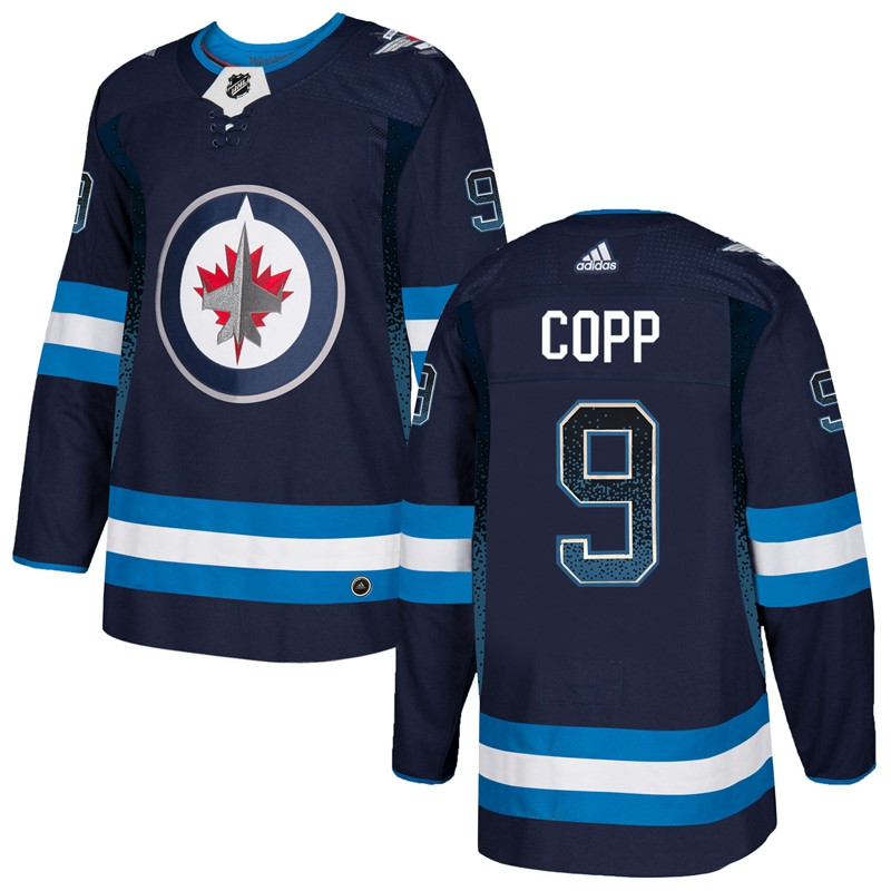 Winnipeg Jets 9 Andrew Copp Navy Drift Fashion  Jersey