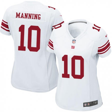 WoMen  New York Giants 10 Eli Manning White Stitched NFL Jersey