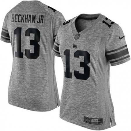 WoMen  New York Giants 13 Odell Beckham Jr Limited Gray Gridiron NFL Jersey