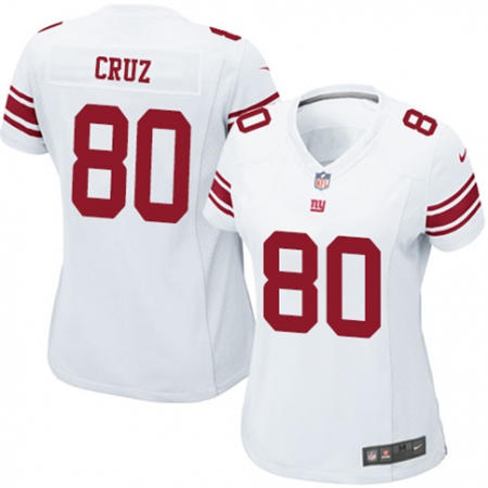 WoMen  New York Giants 80 Victor Cruz White Stitched NFL Jersey