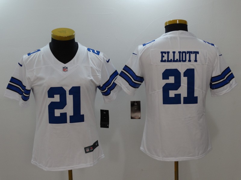 Women's  Dallas cowboys #21 Ezekiel Elliott White 2017 Vapor Untouchable Limited Jersey