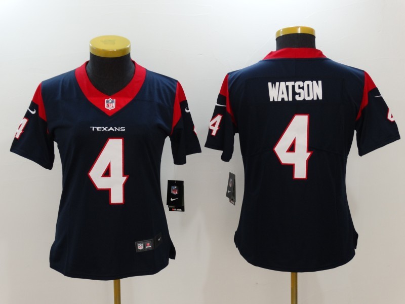 Women's  Houston Texans 4 J.J Deshaun Watson Blue 2017 Vapor Untouchable Limited Stitched Jersey