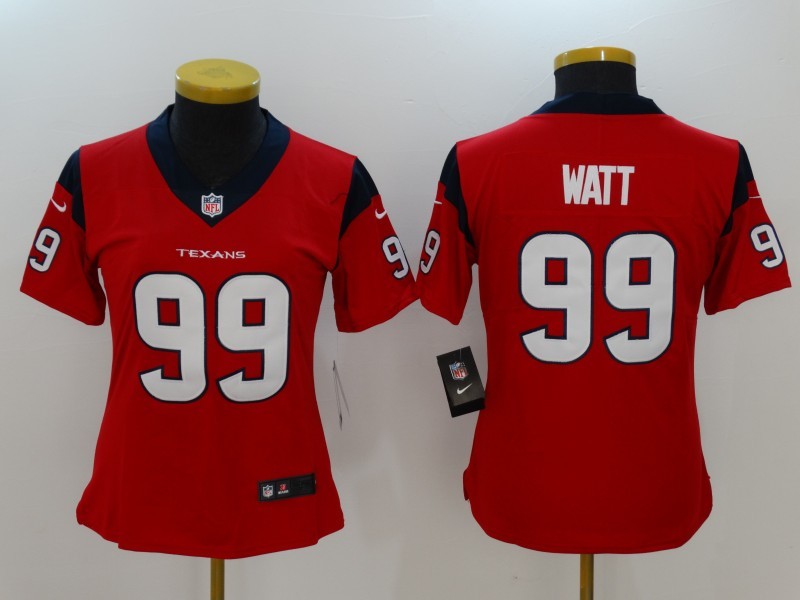 Women's  Houston Texans 99 J.J Watt Red 2017 Vapor Untouchable Limited Stitched Jersey