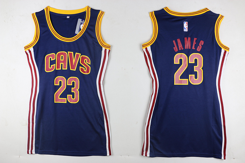 Women 2014 2015 NBA Cleveland Cavaliers 23 Lebron James Blue Dress Jerseys