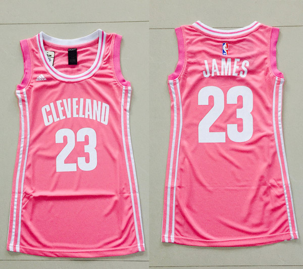 Women 2014 2015 NBA Cleveland Cavaliers 23 Lebron James Pink Dress Jerseys