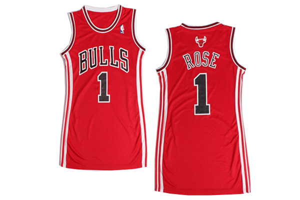 Women NBA Chicago Bulls 1 Derrick Rose Red Dress Jersey