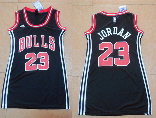 Women NBA Chicago Bulls 23 Michael Jordan Black Dress Jersey