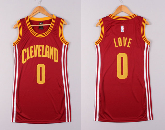 Women NBA Cleveland Cavaliers 0 Kevin Love Red Dress Jerseys