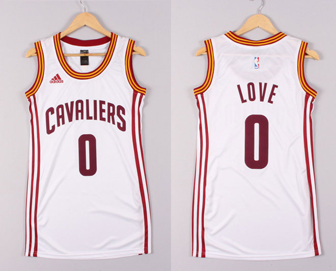 Women NBA Cleveland Cavaliers 0 Kevin Love White Dress Jersey