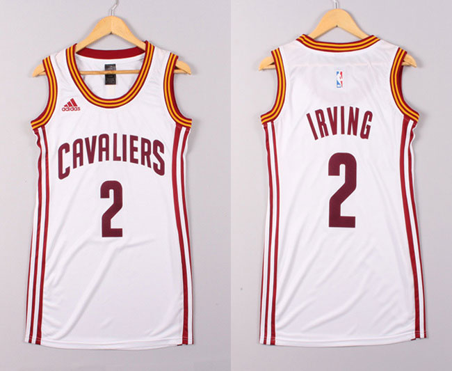 Women NBA Cleveland Cavaliers 2 Kyrie Irving White Dress Jerseys