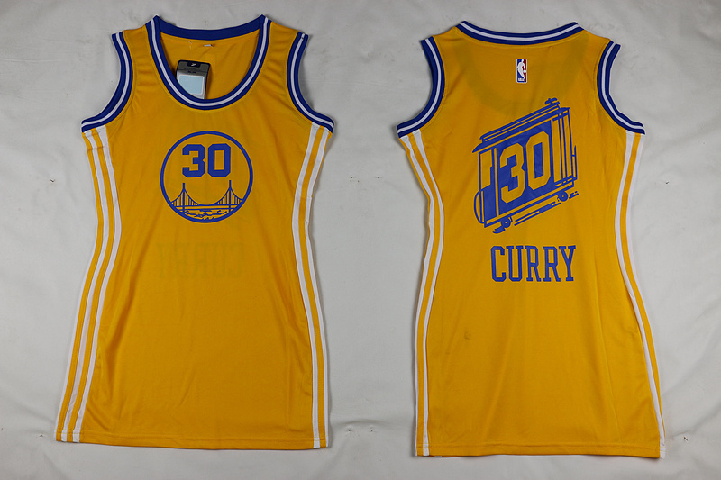 Women NBA Golden State Warriors 30 Stephen Curry Black Yellow Jersey