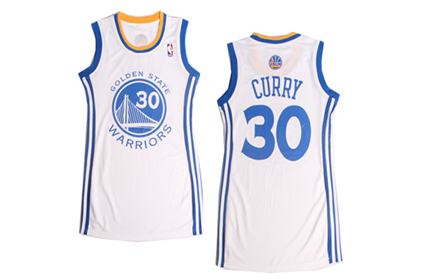 Women NBA Golden State Warriors 30 Stephen Curry White Dress Jersey