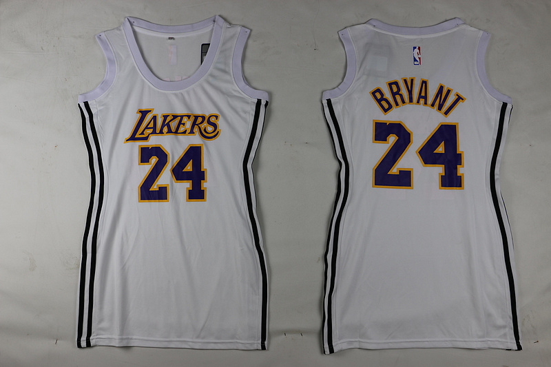 Women NBA Los Angeles Lakers 24 Kobe Bryant White Dress Jersey