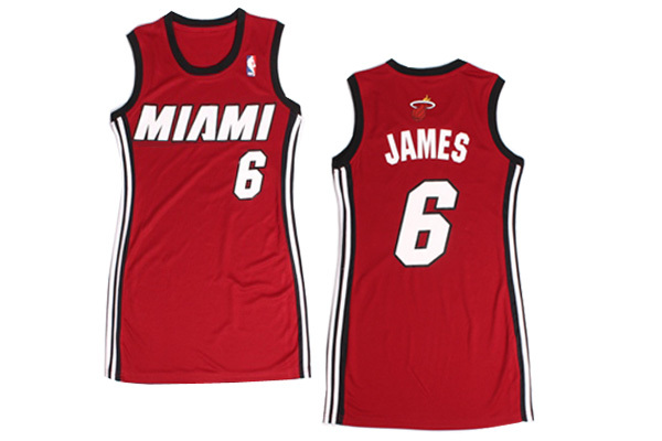 Women NBA Miami Heat 6 LeBron James Red Dress Jersey