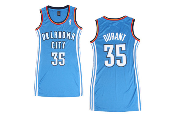 Women NBA Oklahoma City Thunder 35 Kevin Durant Blue Dress Jersey