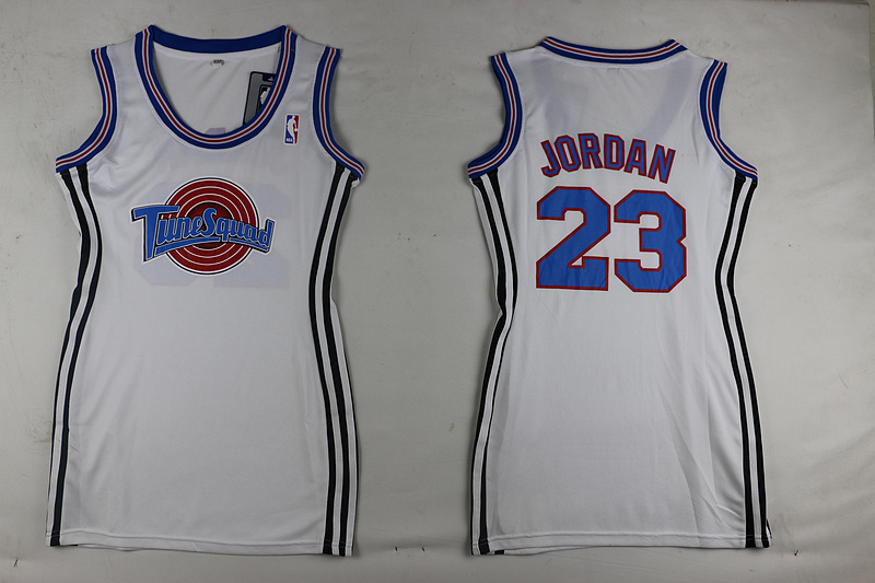 Women NBA Tune Squad jersey 23 Michael Jordan White Dress Jersey