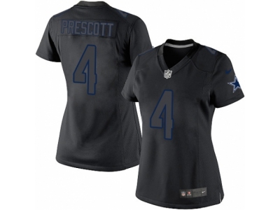 Women  Dallas Cowboys 4 Dak Prescott Limited Black Impact NFL Jersey