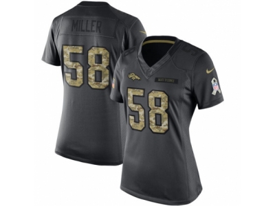 Women  Denver Broncos 58 Von Miller Limited Black 2016 Salute to Service NFL Jersey