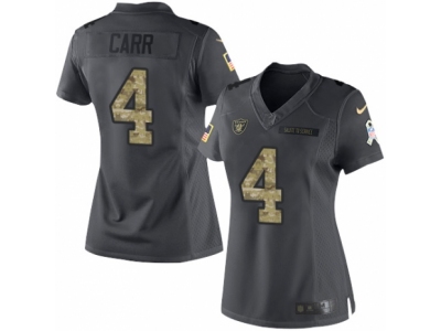 Women  Oakland Raiders 4 Derek Carr Limited Black 2016 Salute to Service NFL Jersey