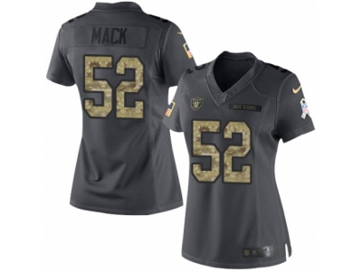 Women  Oakland Raiders 52 Khalil Mack Limited Black 2016 Salute to Service NFL Jersey